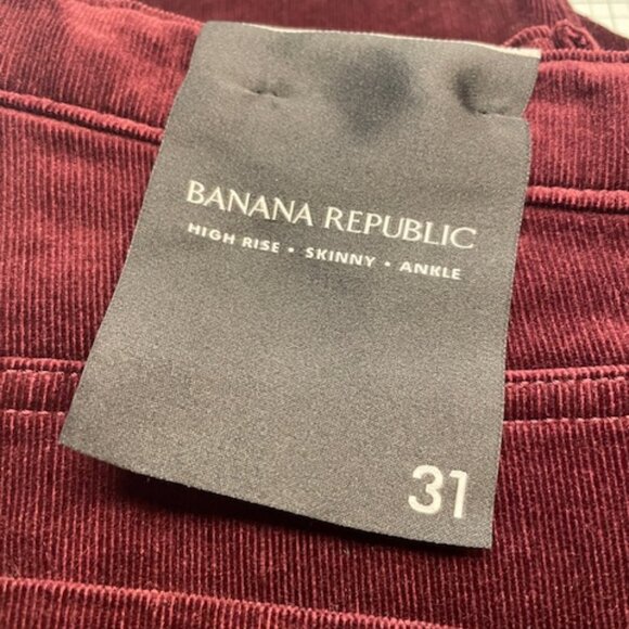 Banana Republic Corduroy Skinny Ankle 28" Pant | Burgundy | NWT | Size 12 / 31" - Picture 2 of 3